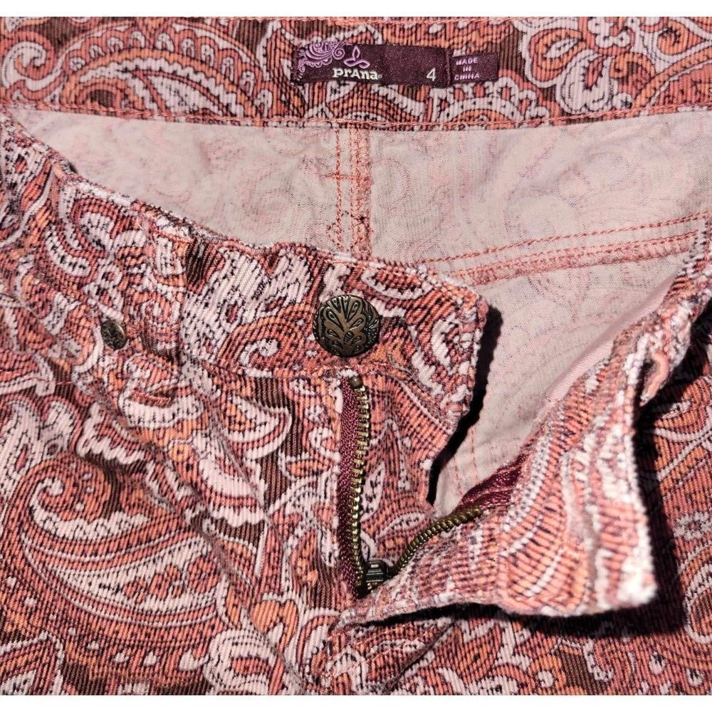 prAna Pink Paisley Corduroy Five Pocket Women's Pant 4 - Picture 4 of 5
